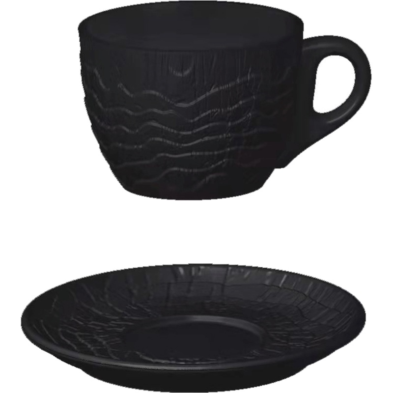 Изображение товара Чайная пара P.L. Proff Cuisine Black Raw Wood фарфоровая 200 мл 6 штук