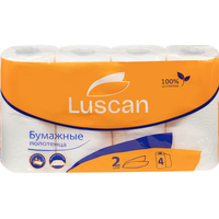 Полотенца бумажные Luscan 2-слойные белые 4 рулона по 12.5 метров