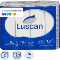 Бумага туалетная Luscan Deluxe 3-слойная белая (24 рулона в упаковке)