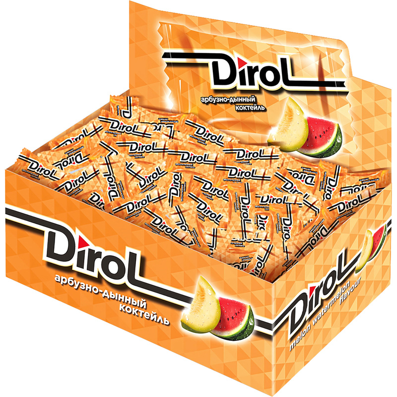 Изображение товара Жевательная резинка Dirol Арбузно-дынный коктейль 272 г 100 штук в упаковке
