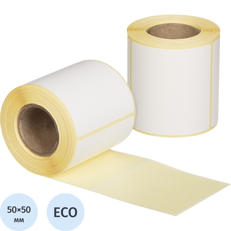 Изображение товара Термоэтикетки 50х50 мм ЭКО (диаметр втулки 25 мм, 200 штук в рулоне)