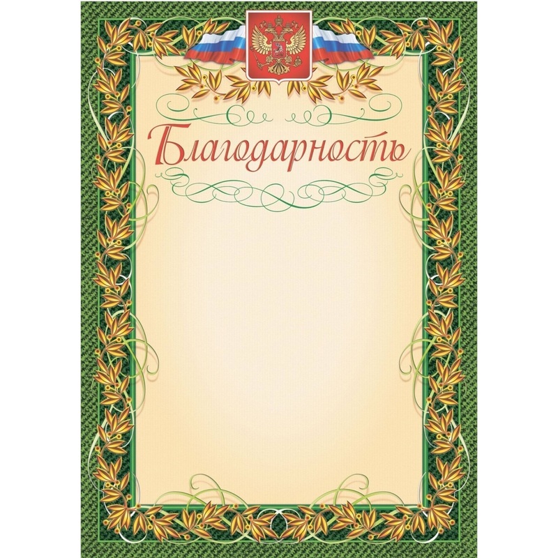 Изображение товара Благодарность А4 140 г/кв.м (40 штук в упаковке, КЖ-158уп)