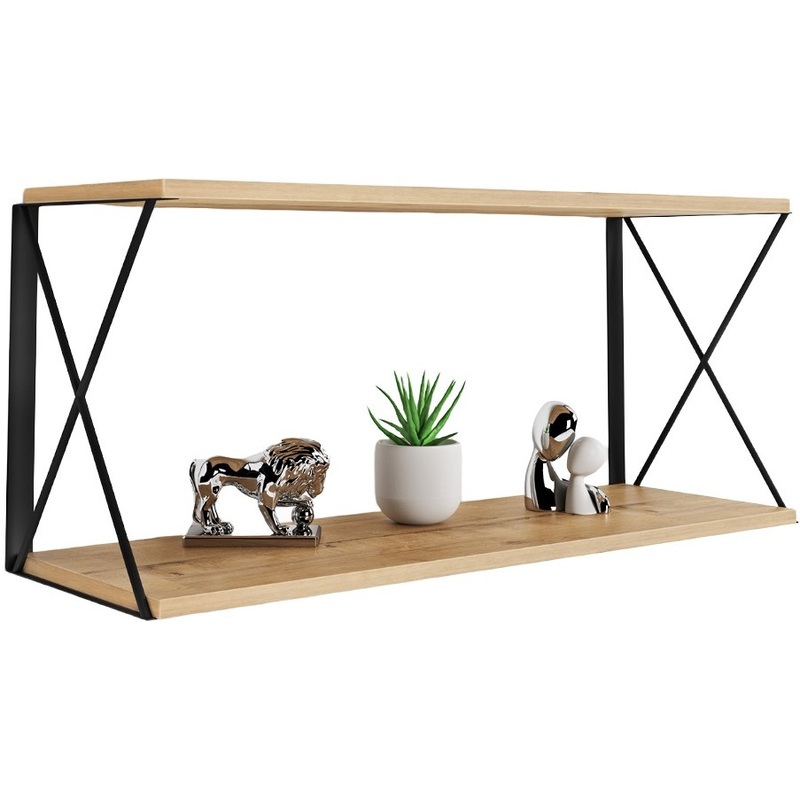 Изображение товара Настенная полка Калипсо-3 (дуб буратти/черный, 2 яруса)