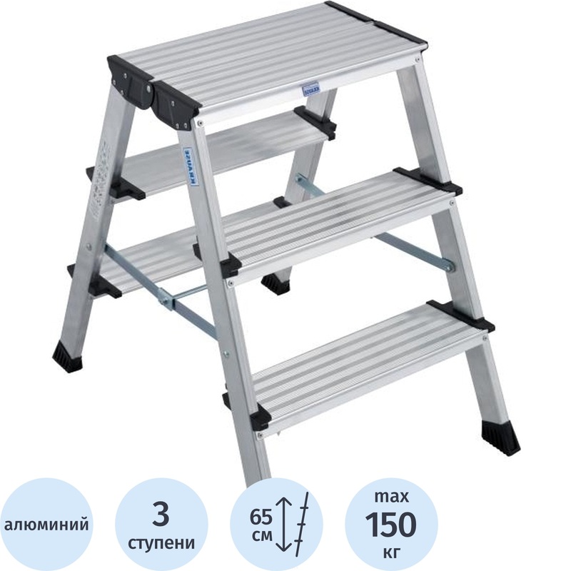 Изображение товара Подставка алюминиевая двусторонняя Krause Treppo 2x3 ступени