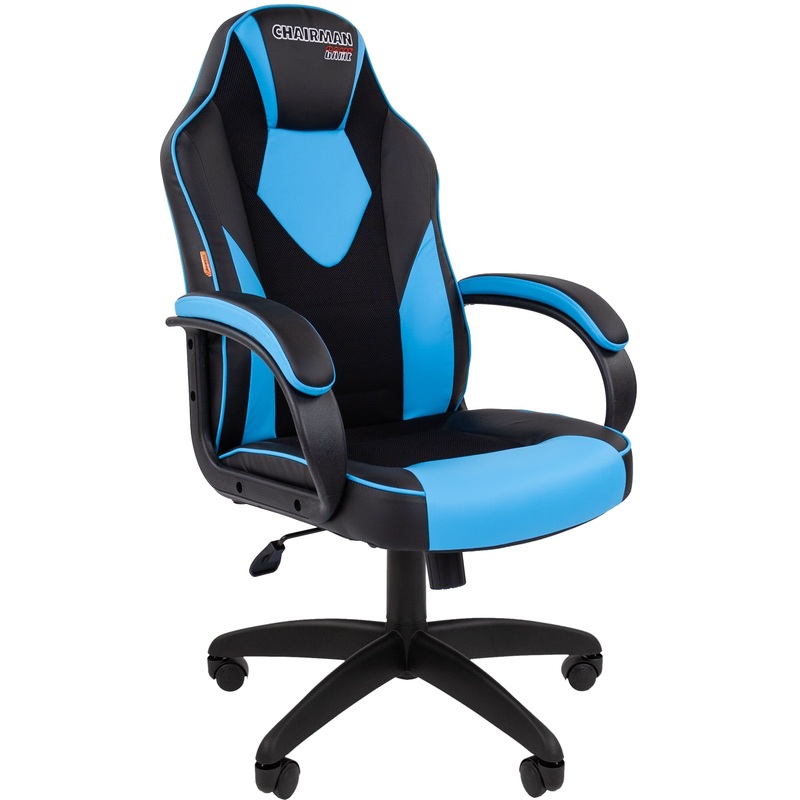 Изображение товара Игровое кресло Chairman Game 17 голубое/чёрное из экокожи и ткани TW