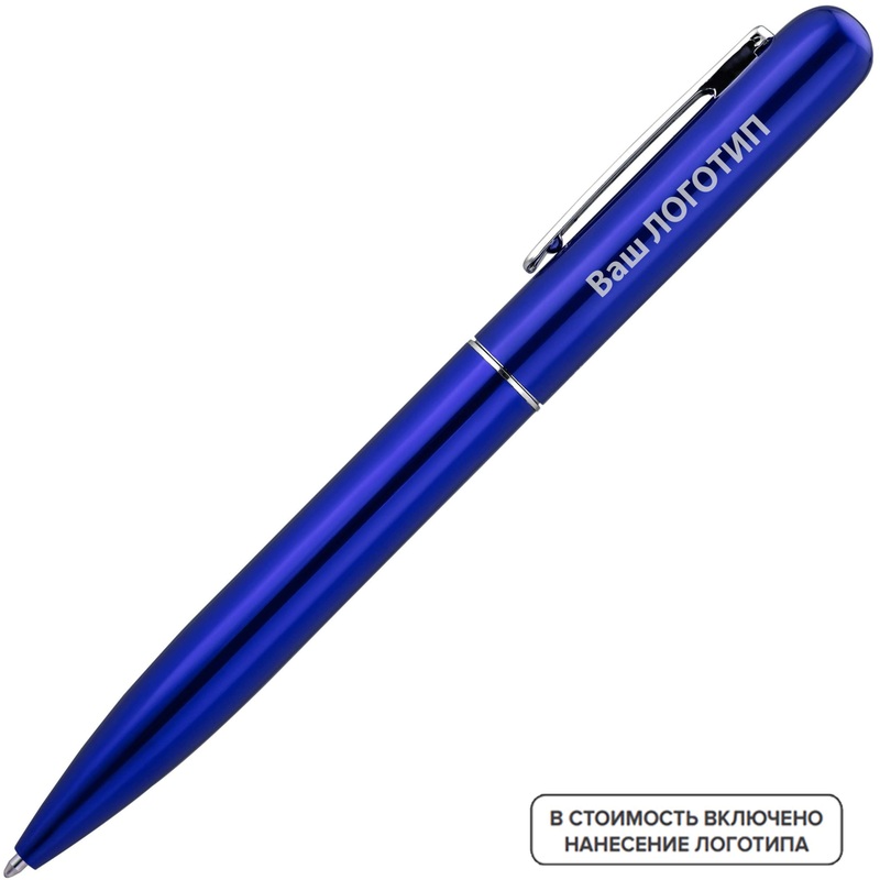 Изображение товара Ручка шариковая автоматическая Scribo синяя толщина линии 1 мм синий корпус (100 штук в упаковке) с лого