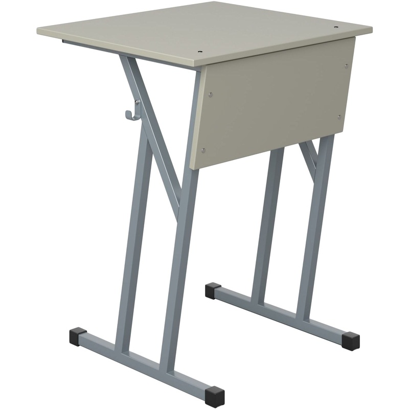 Изображение товара Учебный стол Комус рост 7 серый металлический ЛДСП крючки для портфеля
