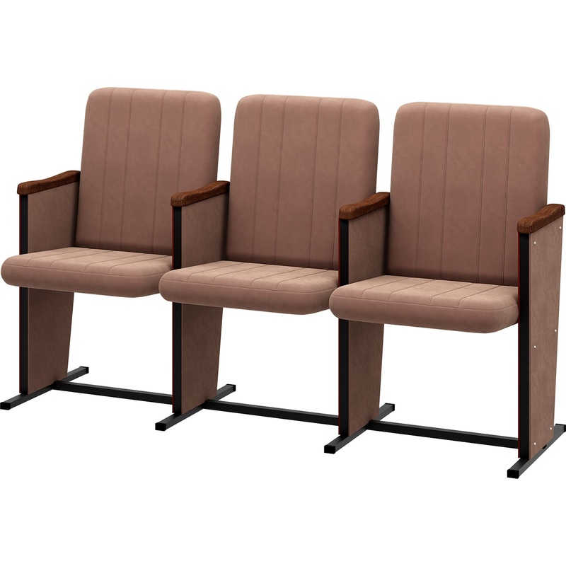 Изображение товара Многоместная секция Лондон КМ7-03 коричневая чёрная ткань металл 3 места