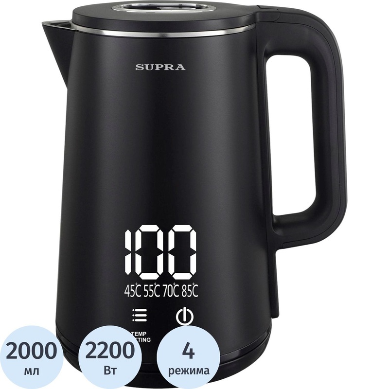 Изображение товара Уценка. Чайник электрический Supra KES-1888DP чёрный