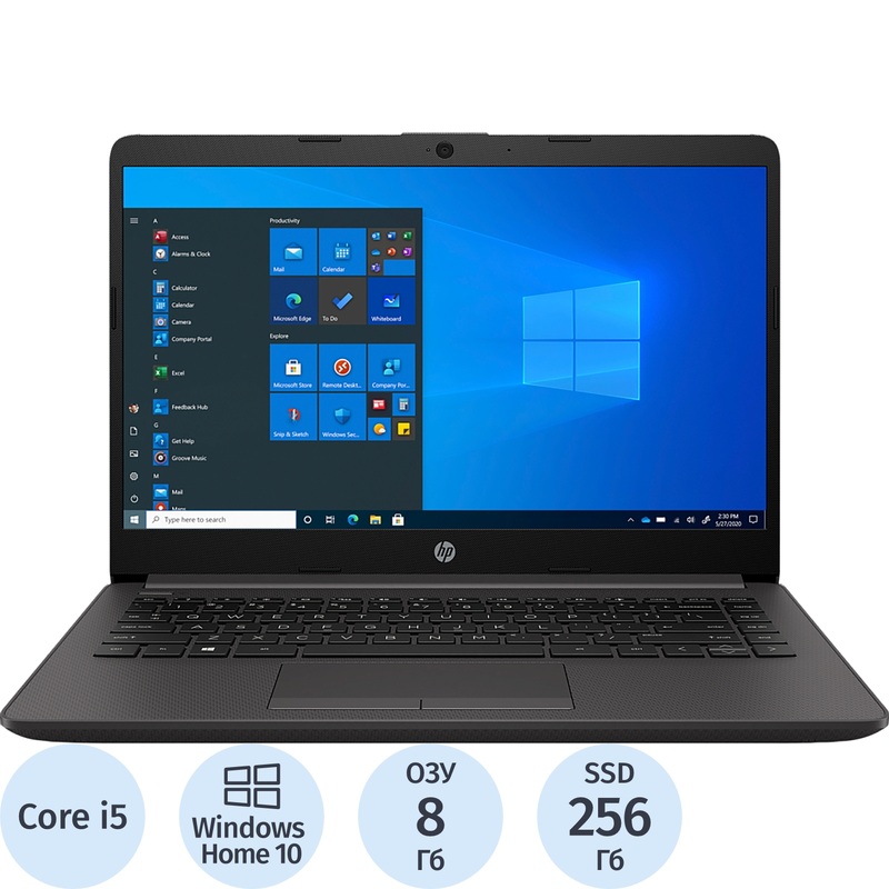 Изображение товара Ноутбук HP 240 G8 14" чёрный Intel Core i5 1035G1/8 ГБ/SSD 256 ГБ (43W62EA)