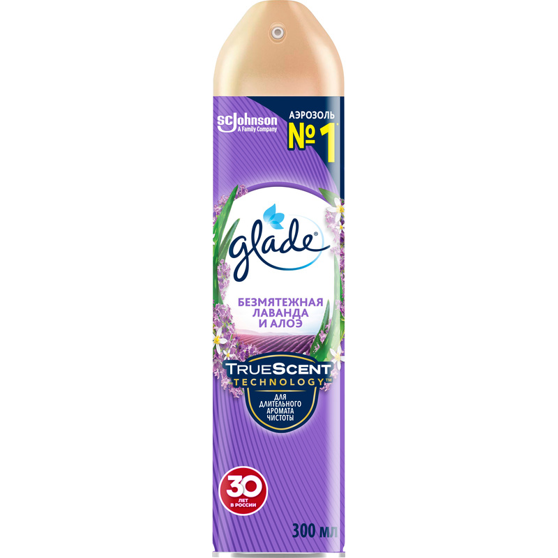 Изображение товара Освежитель воздуха Glade Безмятежная лаванда 300 мл аэрозоль для дома и ванной
