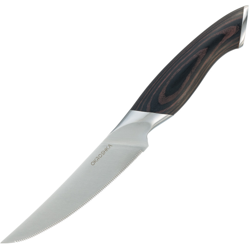 Изображение товара Нож кухонный Okroshka Трюфель для стейка (лезвие 11.6 см, OK120PW-ST) Изображение товара Нож кухонный Okroshka Трюфель для стейка (лезвие 11.6 см, OK120PW-ST)