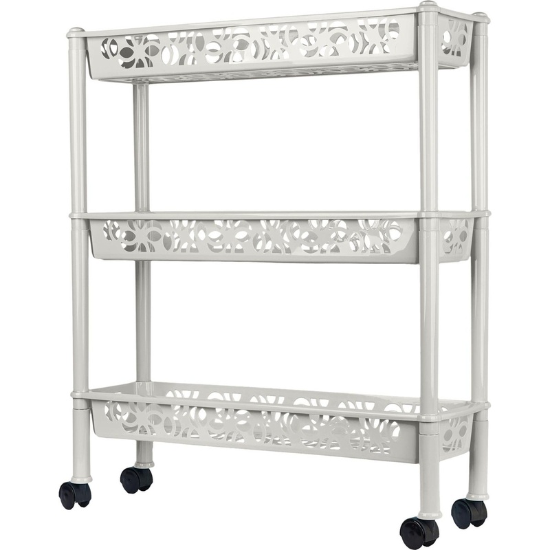 Изображение товара Этажерка Keeplex Light белое облако 3 полки на колесах 690 мм