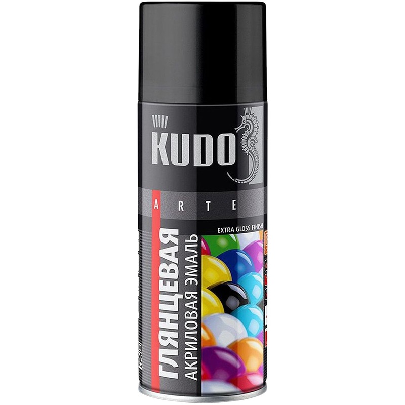 Изображение товара Краска аэрозольная универсальная Kudo ku-a9005 чёрная глянцевая 520 мл (RAL 9005)