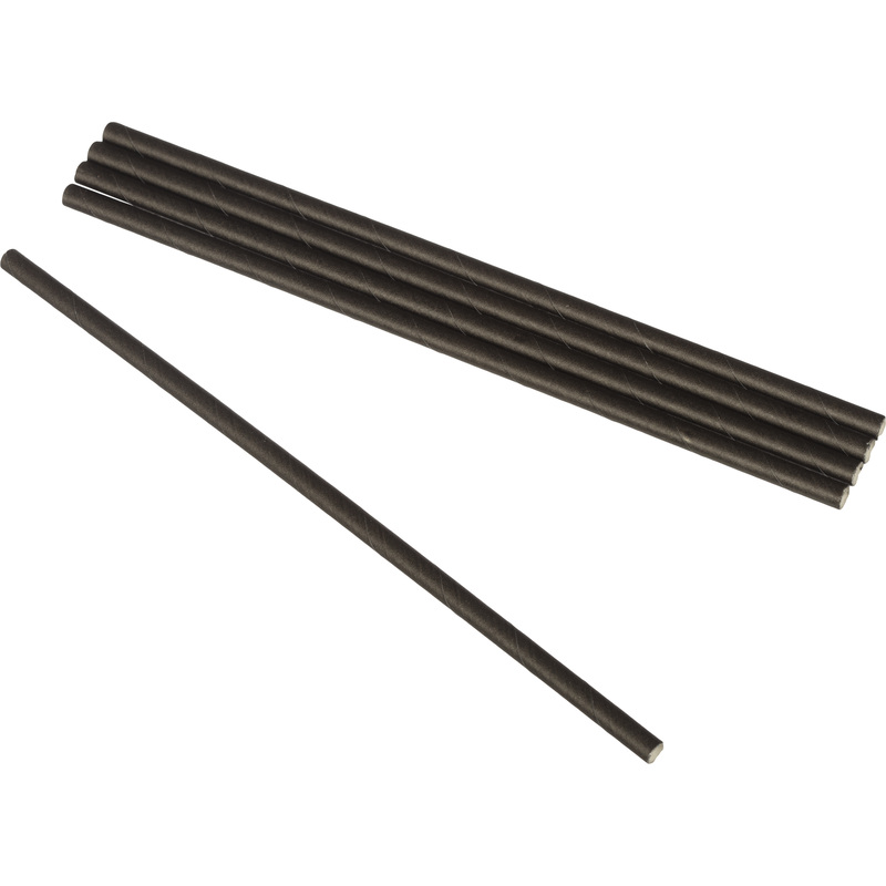 Изображение товара Бумажные трубочки для коктейля чёрные прямые 205 мм 1500 штук