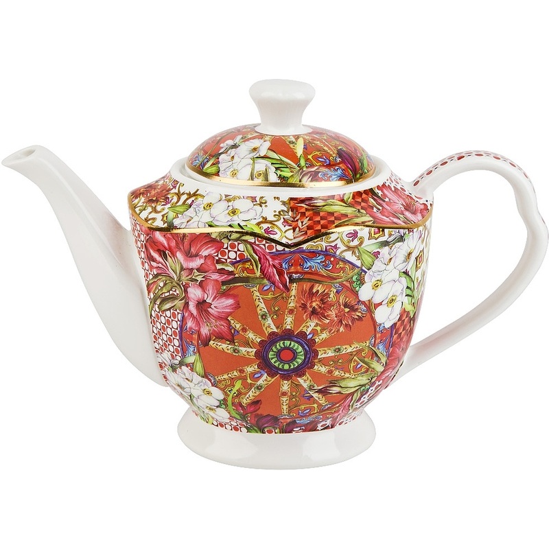 Изображение товара Фарфоровый чайник Nouvelle Home Secret Garden 600 мл с золотистым декором