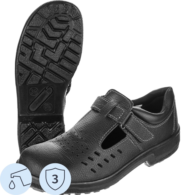 Изображение товара Полуботинки с перфорацией (сандалии) Профи 54 ПУ из натуральной кожи черные размер 38