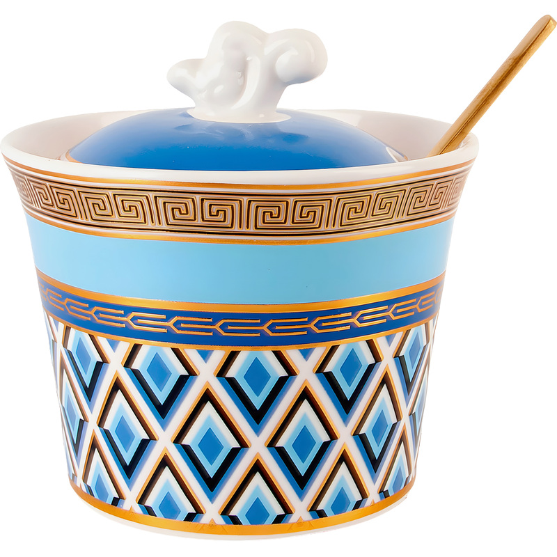 Изображение товара Сахарница Nouvelle Home Golden Blue 250 мл с ложкой для сервировки чая и кофе Изображение товара Сахарница Nouvelle Home Golden Blue 250 мл с ложкой для сервировки чая и кофе