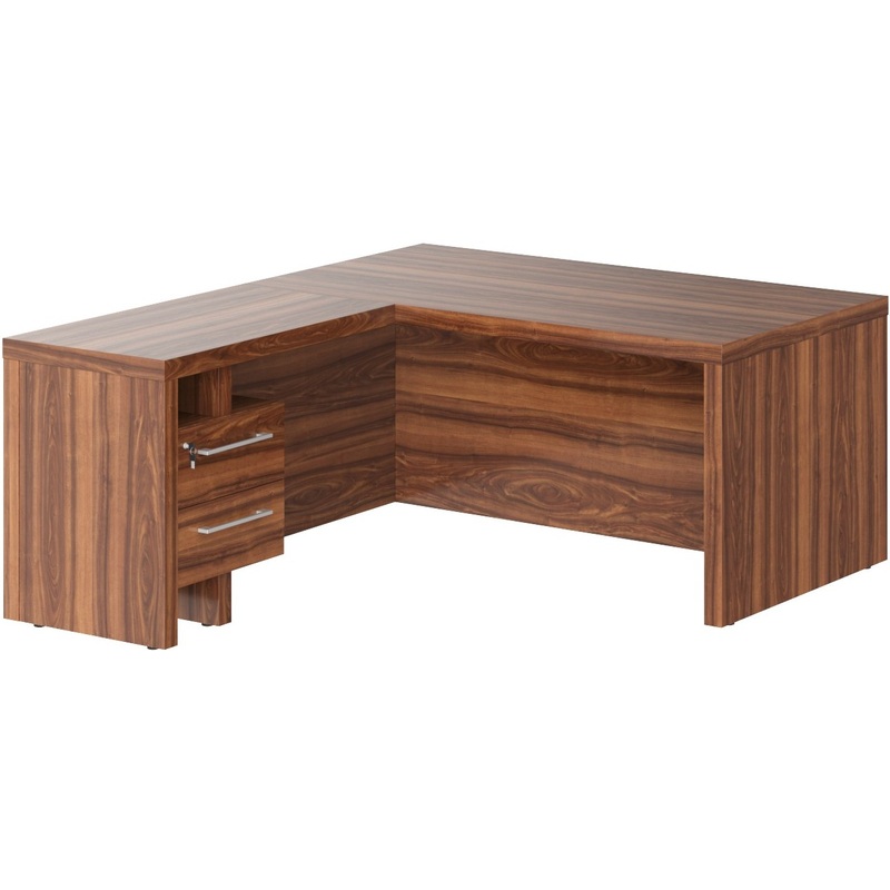Изображение товара Стол руководителя угловой Zenn ZCT 1619H(L) с тумбой левый (орех даллас, 1600х1900х750 мм)