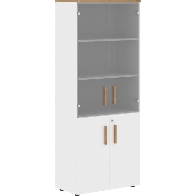 Изображение товара Шкаф для документов Forta FHC 80.2(Z) со стеклом из дуба и белого премиума 802х429х1983 мм