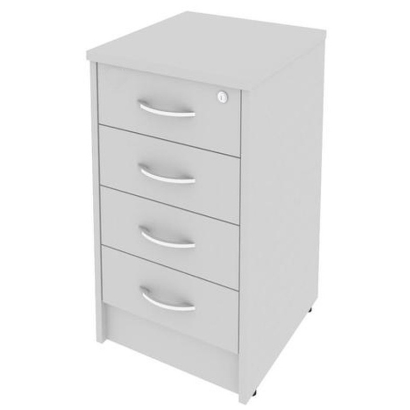 Изображение товара Офисная приставная тумба Riva с замком серый 412x450x755 мм 4 ящика