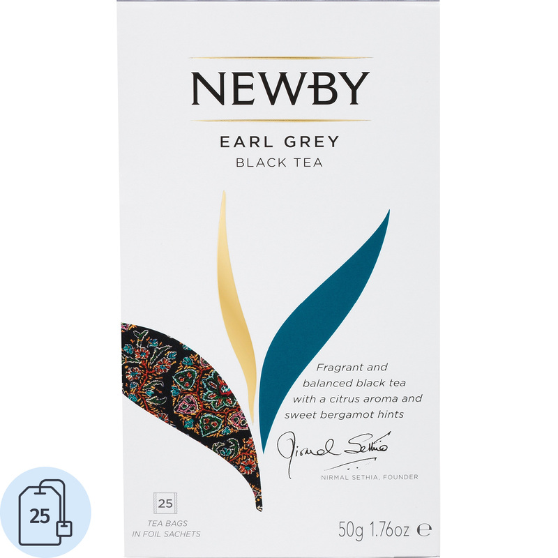 Изображение товара Чай черный Newby Earl Grey 25 пакетиков с ароматом бергамота
