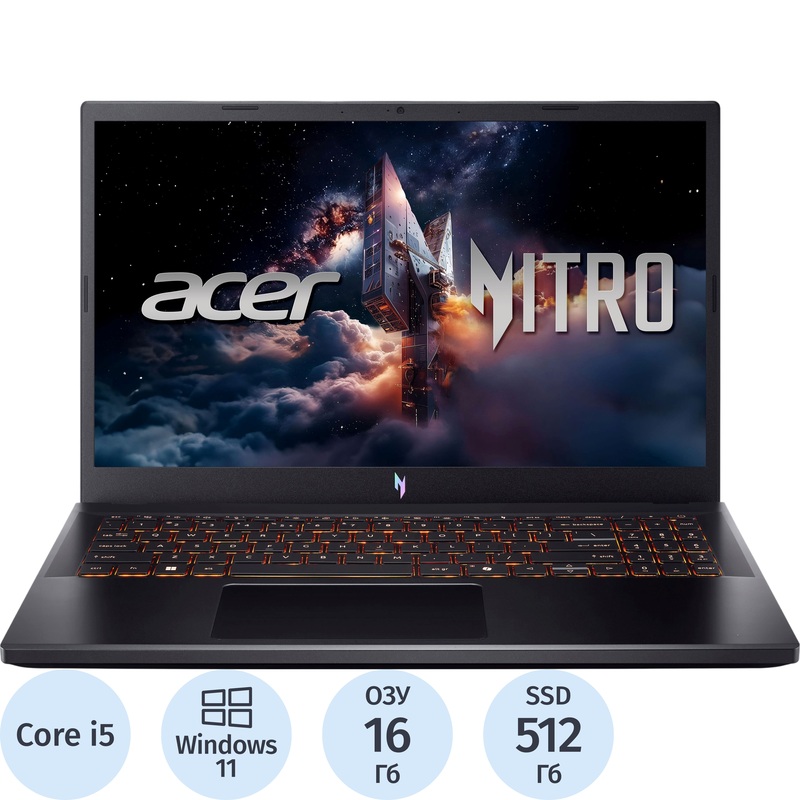 Изображение товара Ноутбук Acer Nitro V ANV15-52-57BB 15.6 16ГБ SSD512 GeForce RTX5050 165 Гц