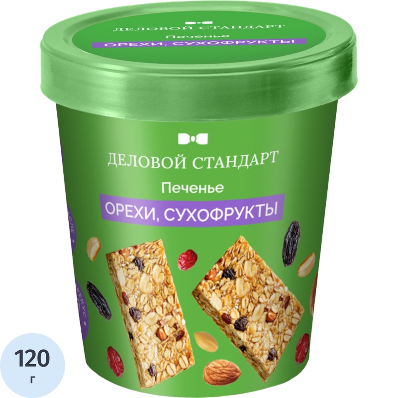 Изображение товара Злаковое печенье с орехами и сухофруктами Деловой Стандарт 120 г