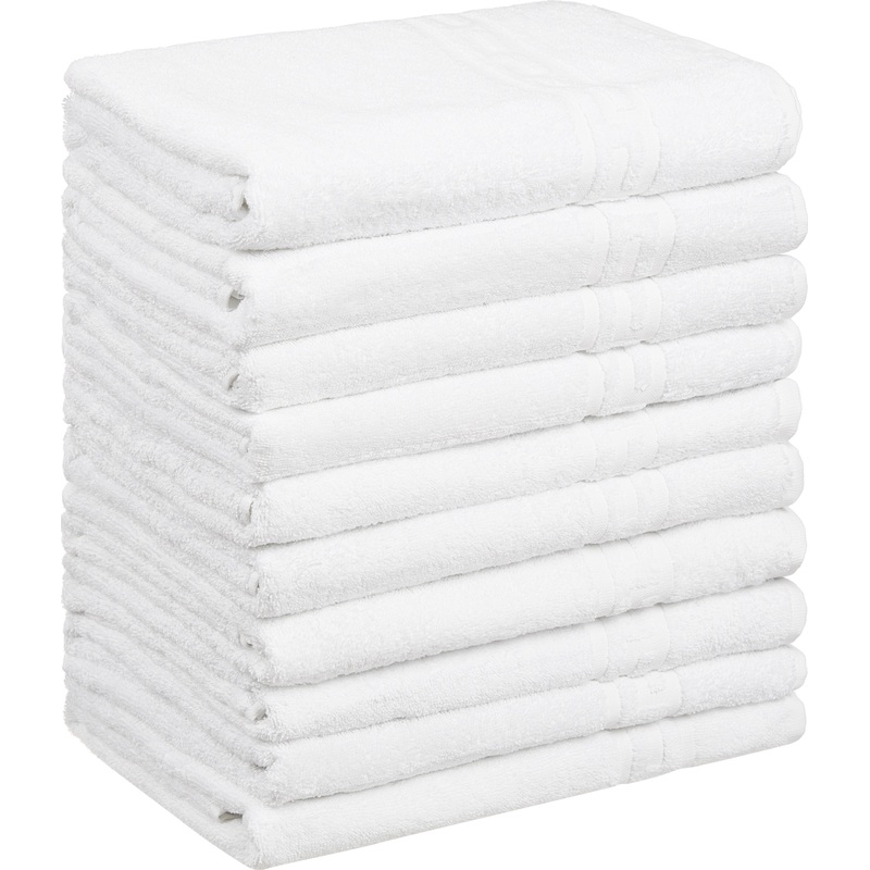 Изображение товара Махровое банное полотенце Luscan 70x130 см 380 г/кв.м белое комплект 10 шт