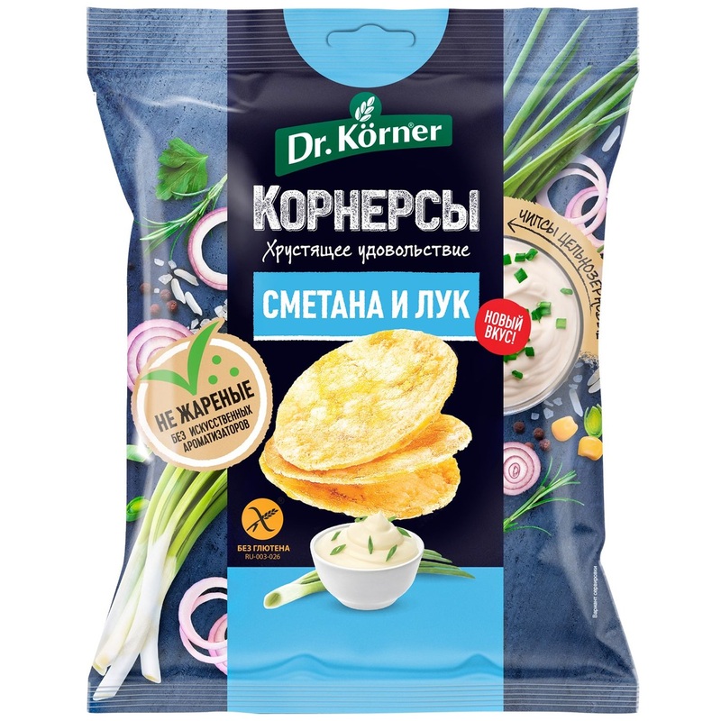 Изображение товара Чипсы Dr.Korner со сметаной и луком 50 г