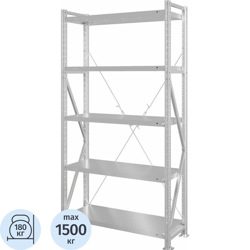 Изображение товара Стеллаж металлический MS U 2000x1200x400 с 5 полками