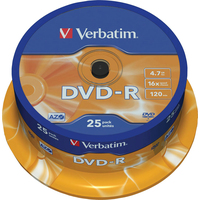 Диск DVD-R Verbatim 4.7 ГБ 16x cake box 43522 (25 штук в упаковке)
