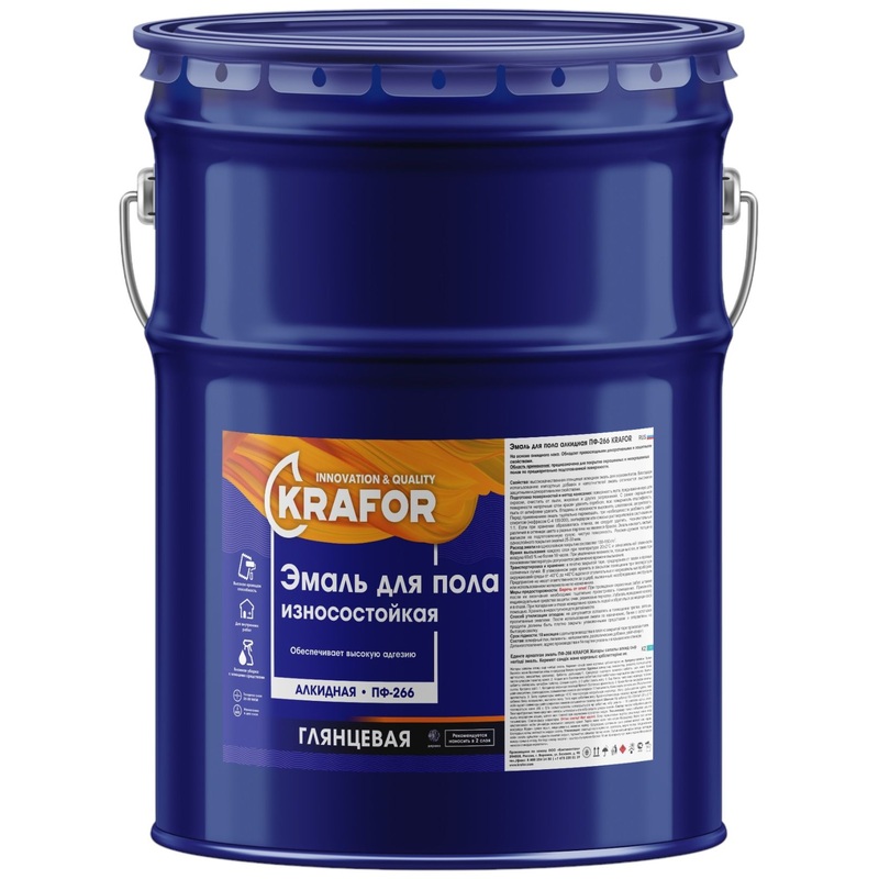 Изображение товара Эмаль для пола Krafor красно-коричневая глянцевая 20 кг для внутренних работ