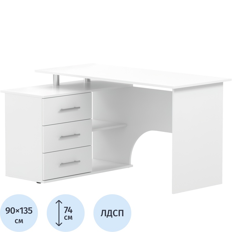 Изображение товара Комфортный угловой компьютерный стол Сокол КСТ-09Л белый