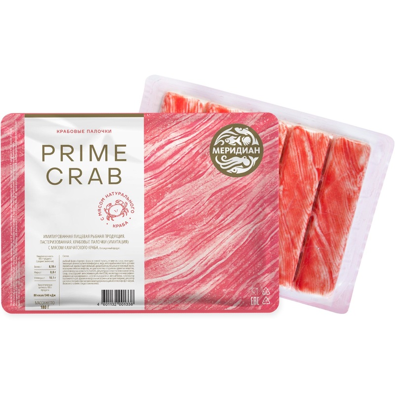 Изображение товара Крабовые палочки Меридиан Prime Crab 180 г - высокое качество и насыщенный вкус