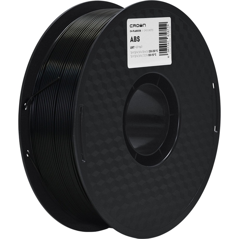 Изображение товара Пластик ABS для 3D-принтера Crown Micro чёрный 1.75 мм 1 кг