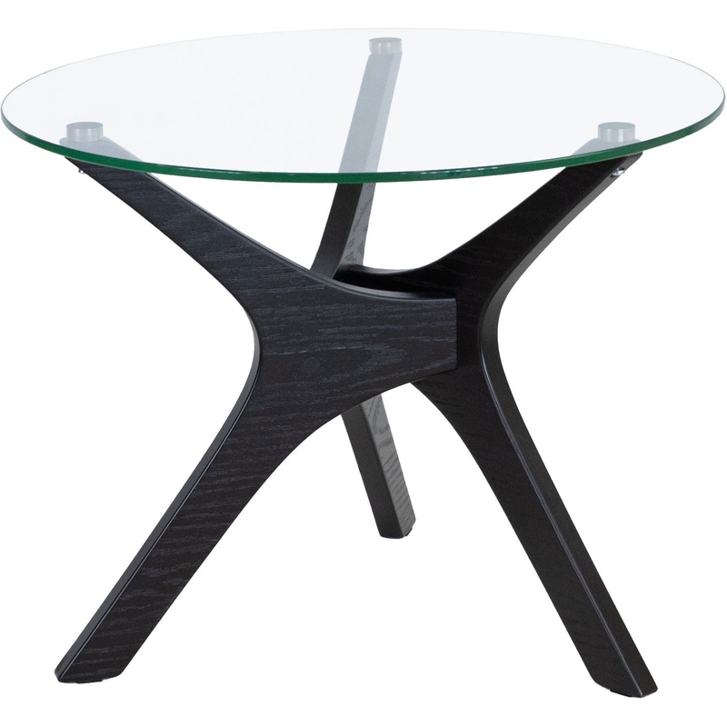 Изображение товара Столик журнальный Рилле 446 из стекла и шпона берёзы, 580х580х460 мм