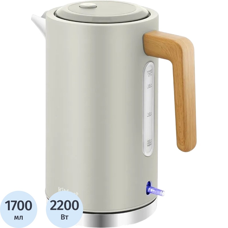 Изображение товара Чайник Kitfort KT-8714 серый с мощностью 2200 Вт и объёмом 1700 мл Изображение товара Чайник Kitfort KT-8714 серый с мощностью 2200 Вт и объёмом 1700 мл