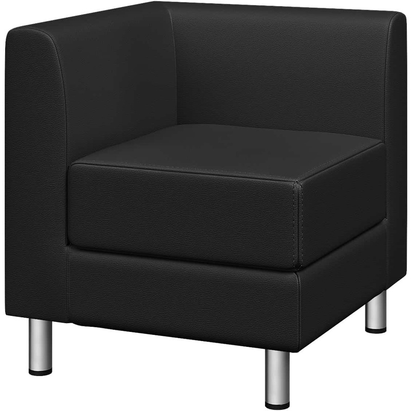 Изображение товара Угловой модуль дивана Домино черный из экокожи, сборка требуется