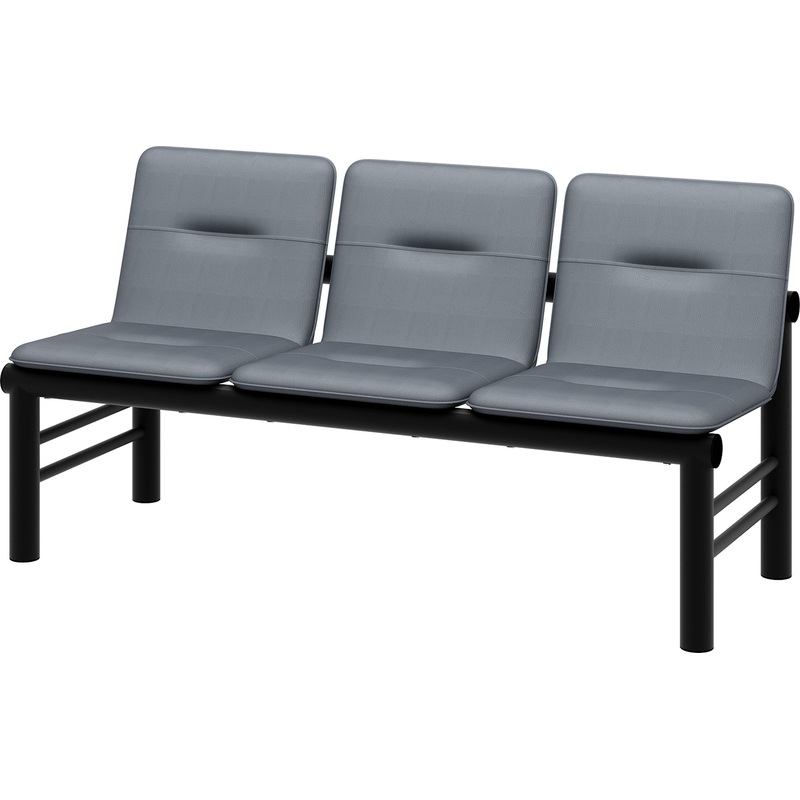 Изображение товара Многоместная секция Троя СМ-105-03 серо-черная из искусственной кожи и металла