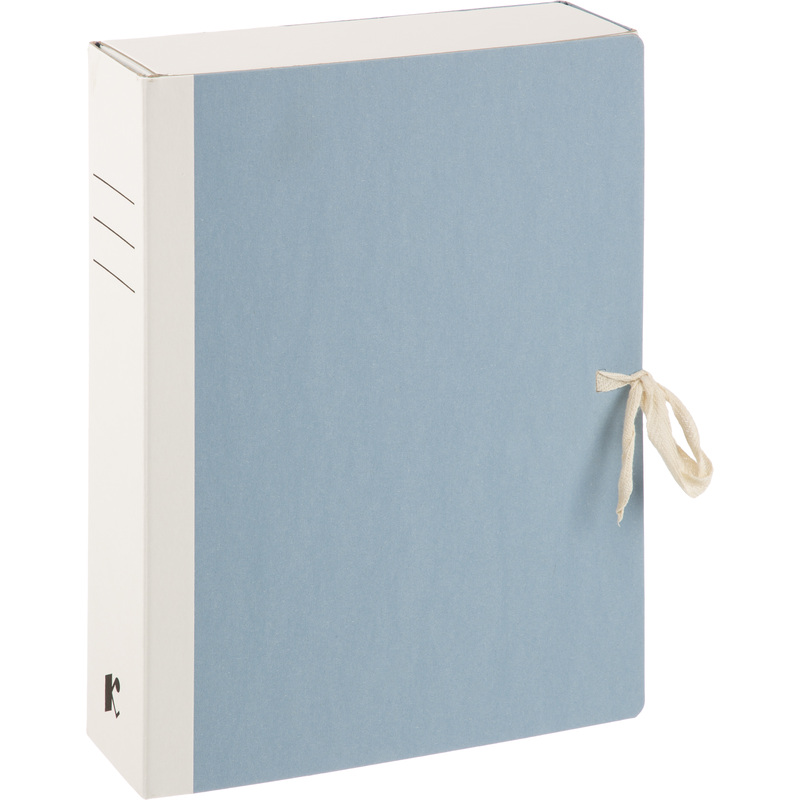 Изображение товара Короб архивный из переплётного картона Комус 240x80x325 мм на завязках синий до 800 листов