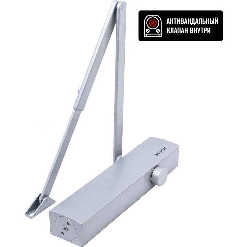 Изображение товара Доводчик дверной Булат 13931 до 150 кг серебро надежное автоматическое закрывание