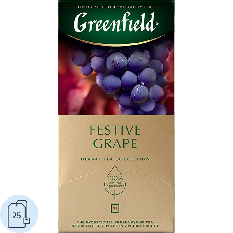 Изображение товара Фруктовый чай Greenfield Festive Grape 25 пакетиков натуральный ароматизатор