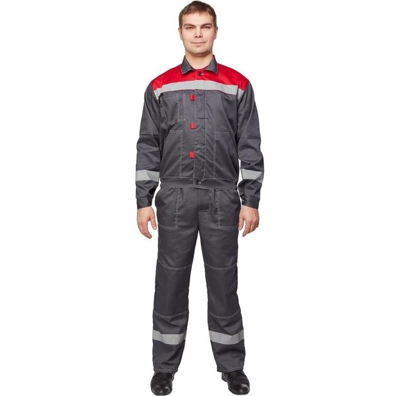 Изображение товара Костюм рабочий летний мужской л20-КПК с СОП серый красный размеры 72-74