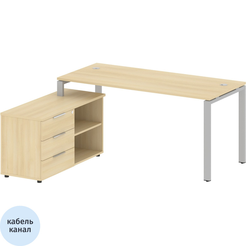 Изображение товара Стол угловой Metal System Style БП.РС-СТС-2.4 Л с тумбой (акация лорка/серый, 1700х1520х750 мм)