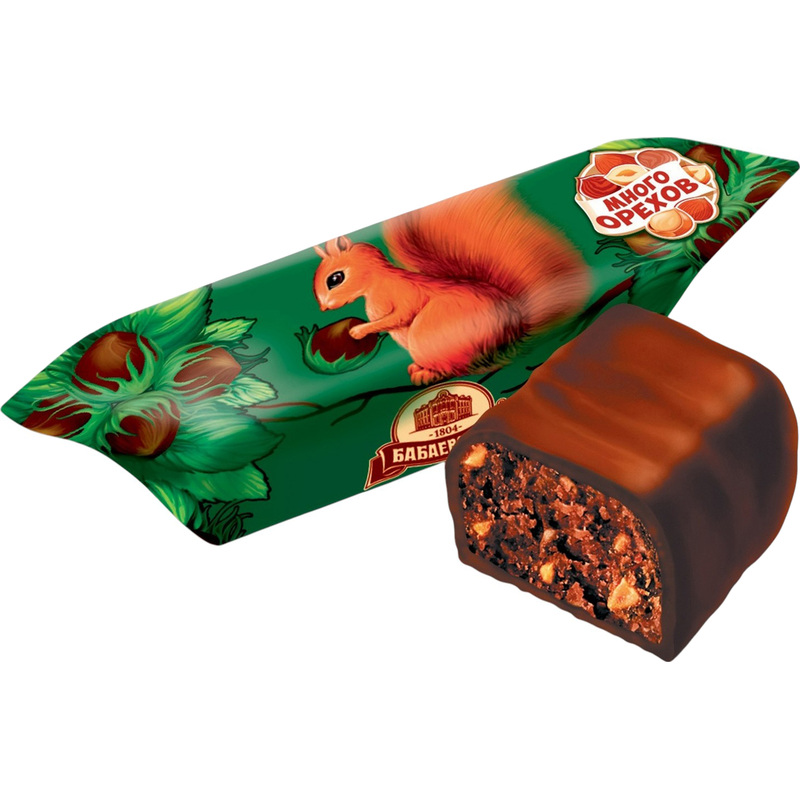 Изображение товара Конфеты шоколадные Бабаевский Белочка 200 г с орехами и пралине