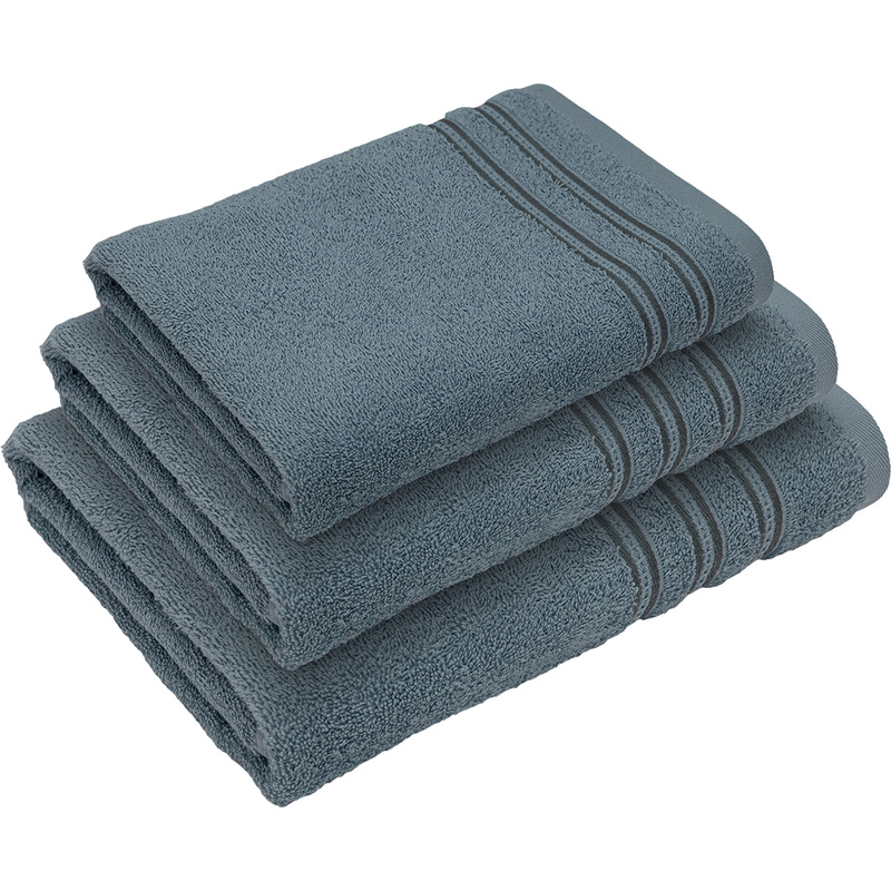 Изображение товара Набор махровых полотенец Bravo Страйп 3 штуки серые 30x50/50x70/70x120 см 380 г/кв.м