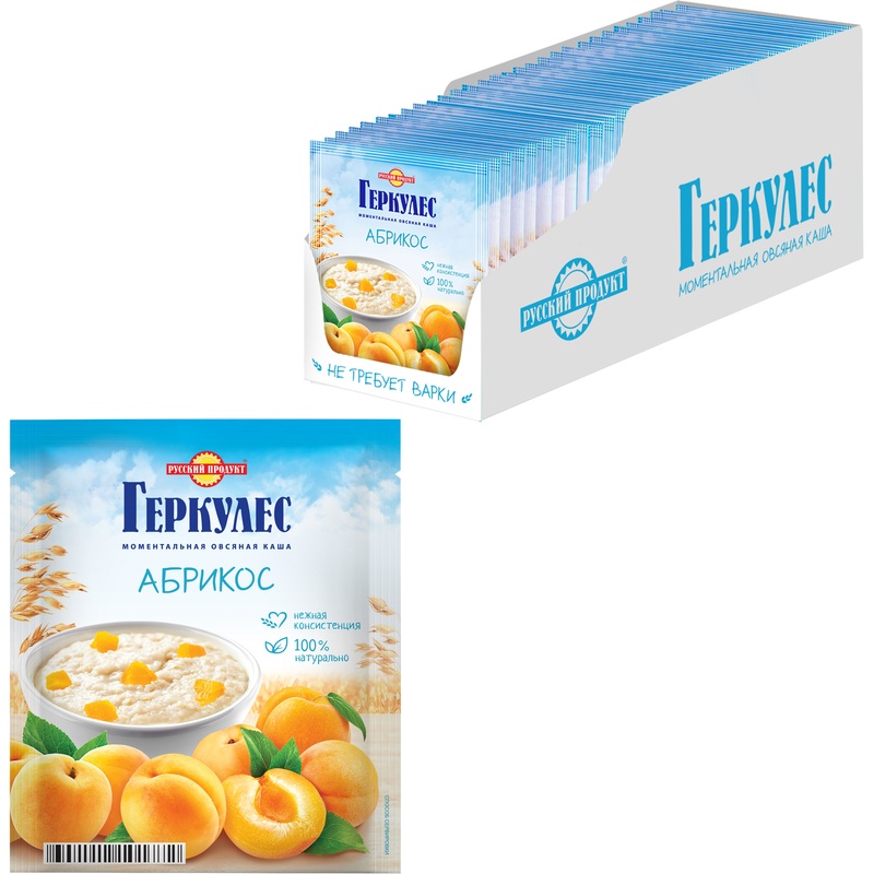 Изображение товара Каша Русский Продукт Геркулес с абрикосами 30 штук по 35 г
