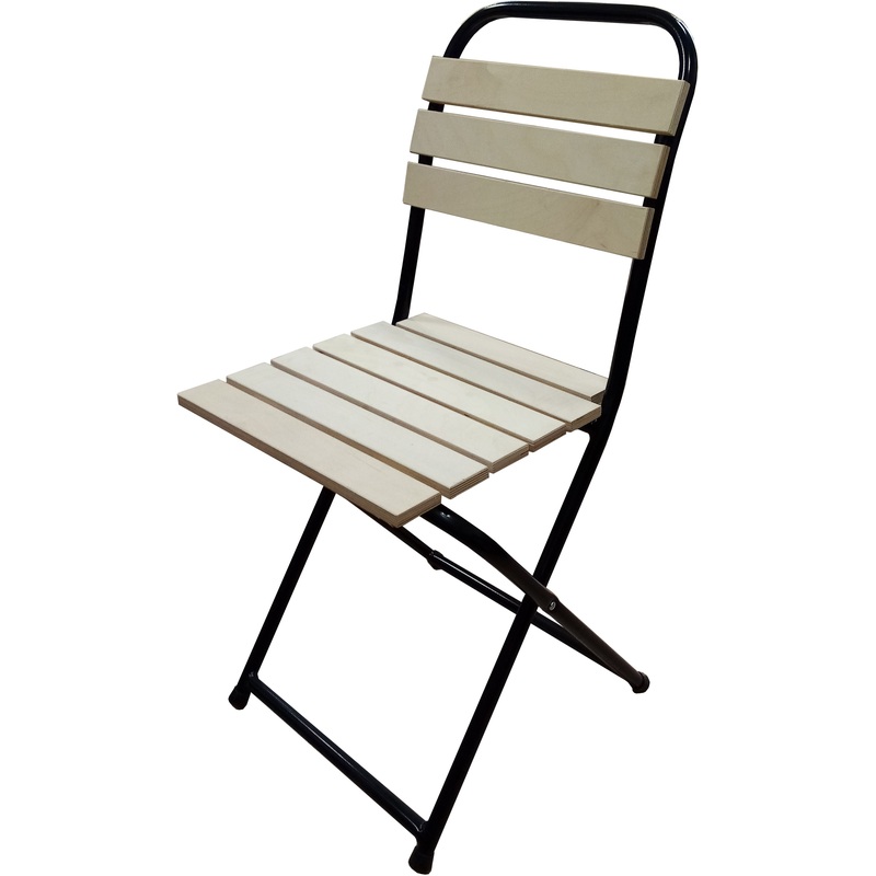 Изображение товара Стул складной Престиж бежевый металл и дерево, 890 мм, Россия