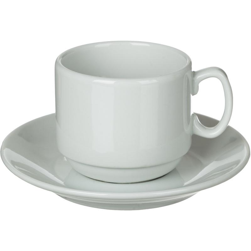 Изображение товара Фарфоровая кофейная пара Добрушский завод 100 мл чашка и блюдце белая стильная